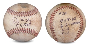 Denny McLain Signed & Inscribed Last Out Game Used Baseball From 31st Win of 1968 Season (McLain LOA/MEARS)(lot pulled due to title dispute)